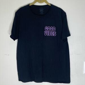 CALL YOUR MOTHER Black Good Vibes Skeleton Graphic Unisex T Shirt Size Large
